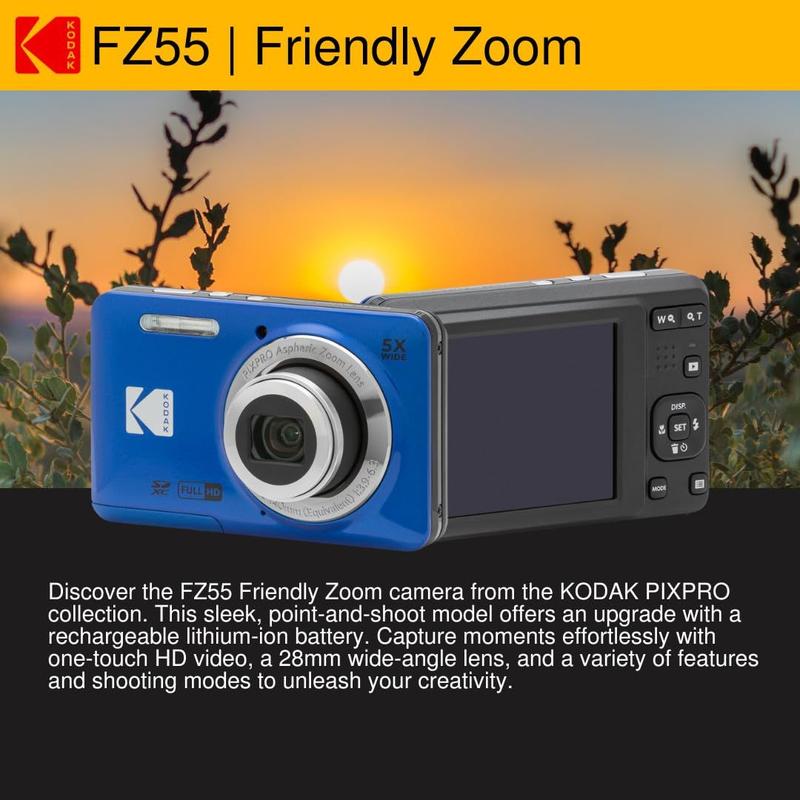 Câmera digital KODAK PIXPRO Friendly Zoom FZ55 (azul) - Câmera